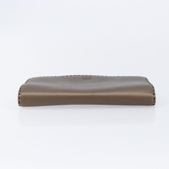 LOEWE Clutch Bag Leather Brown Auth bs38037