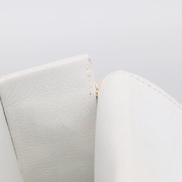 HERMES Shoulder Bag Leather White Gold Auth bs38040