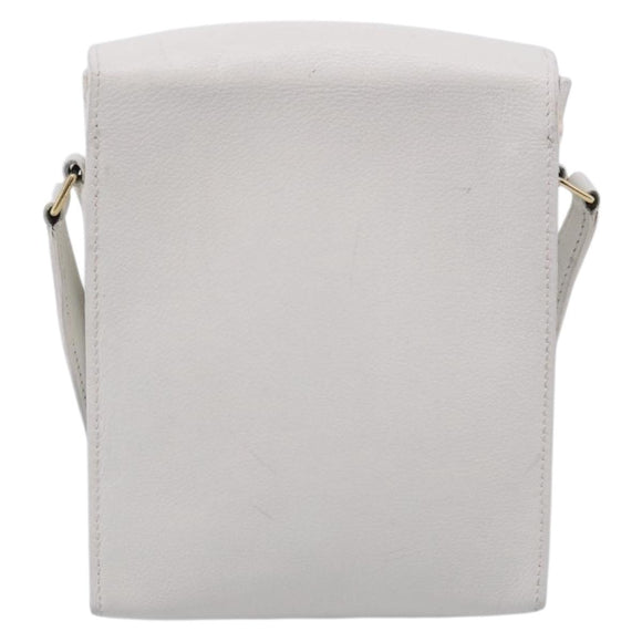 HERMES Shoulder Bag Leather White Gold Auth bs38040
