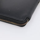 Saint Laurent Compact Full Zip Wallet Leather Black Gold Auth bs38045-10