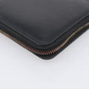 Saint Laurent Compact Full Zip Wallet Leather Black Gold Auth bs38045-11