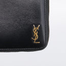 Saint Laurent Compact Full Zip Wallet Leather Black Gold Auth bs38045-13