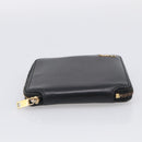 Saint Laurent Compact Full Zip Wallet Leather Black Gold Auth bs38045-5