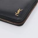 Saint Laurent Compact Full Zip Wallet Leather Black Gold Auth bs38045-8