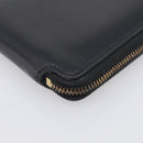 Saint Laurent Compact Full Zip Wallet Leather Black Gold Auth bs38045-9