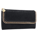 Stella McCartney Fabera Long Wallet Polyester Black Gold Auth bs38046-1