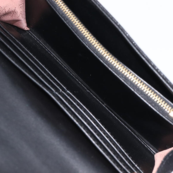 Stella McCartney Fabera Long Wallet Polyester Black Gold Auth bs38046