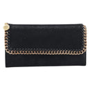 Stella McCartney Fabera Long Wallet Polyester Black Gold Auth bs38046-2