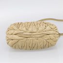 Miu Miu Matelasse Hand Bag Leather 2way Beige Gold Auth bs38051-12
