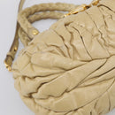 Miu Miu Matelasse Hand Bag Leather 2way Beige Gold Auth bs38051-14