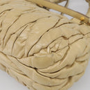 Miu Miu Matelasse Hand Bag Leather 2way Beige Gold Auth bs38051-15