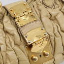 Miu Miu Matelasse Hand Bag Leather 2way Beige Gold Auth bs38051-17