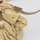 Miu Miu Matelasse Hand Bag Leather 2way Beige Gold Auth bs38051-18