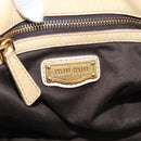 Miu Miu Matelasse Hand Bag Leather 2way Beige Gold Auth bs38051-19