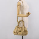 Miu Miu Matelasse Hand Bag Leather 2way Beige Gold Auth bs38051-26