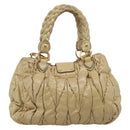 Miu Miu Matelasse Hand Bag Leather 2way Beige Gold Auth bs38051-3