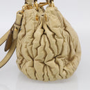 Miu Miu Matelasse Hand Bag Leather 2way Beige Gold Auth bs38051-5