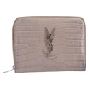 Saint Laurent Bifold Wallet Leather Pink Silver Auth bs38052-2