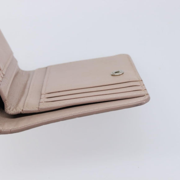 Saint Laurent Bifold Wallet Leather Pink Silver Auth bs38052