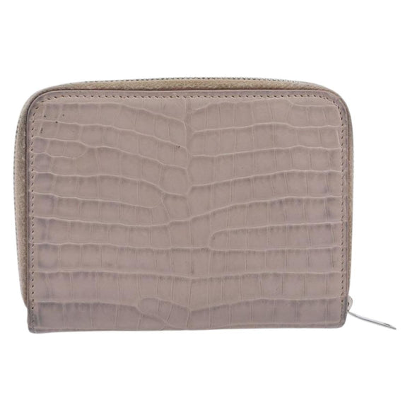 Saint Laurent Bifold Wallet Leather Pink Silver Auth bs38052