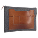 HERMES Toudou Clutch Bag Felt Gray Silver Auth bs38053-1