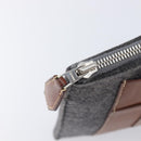 HERMES Toudou Clutch Bag Felt Gray Silver Auth bs38053-12