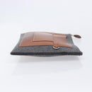 HERMES Toudou Clutch Bag Felt Gray Silver Auth bs38053-4