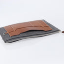 HERMES Toudou Clutch Bag Felt Gray Silver Auth bs38053-6