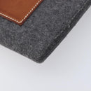 HERMES Toudou Clutch Bag Felt Gray Silver Auth bs38053-8