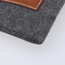 HERMES Toudou Clutch Bag Felt Gray Silver Auth bs38053-9