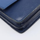 PRADA Shoulder Wallet Safiano Leather Blue Silver Auth bs38058-13