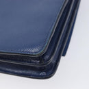 PRADA Shoulder Wallet Safiano Leather Blue Silver Auth bs38058-14