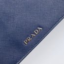 PRADA Shoulder Wallet Safiano Leather Blue Silver Auth bs38058-16