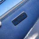 PRADA Shoulder Wallet Safiano Leather Blue Silver Auth bs38058-22