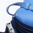 PRADA Shoulder Wallet Safiano Leather Blue Silver Auth bs38058-26