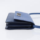 PRADA Shoulder Wallet Safiano Leather Blue Silver Auth bs38058-4