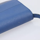 PRADA Shoulder Wallet Safiano Leather Blue Silver Auth bs38058-7