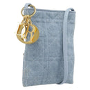 Christian Dior Canage Shoulder Bag Denim Blue Gold Auth bs38061A-1