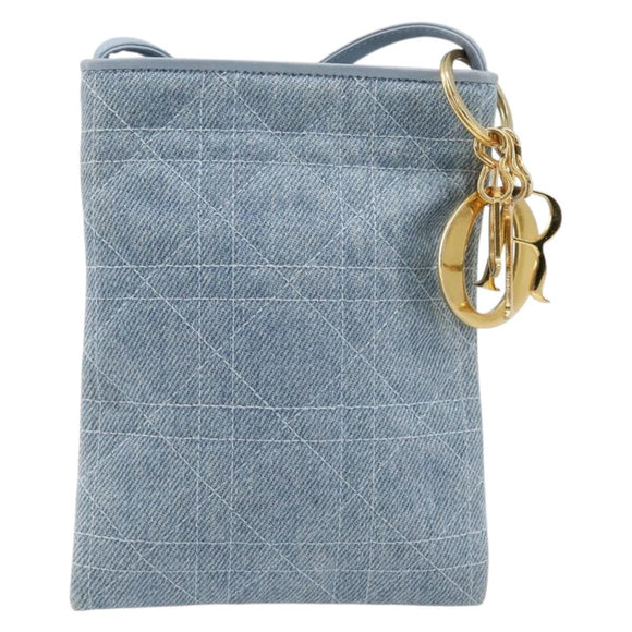 Christian Dior Canage Shoulder Bag Denim Blue Gold Auth bs38061A