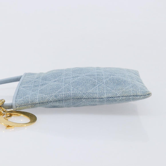 Christian Dior Canage Shoulder Bag Denim Blue Gold Auth bs38061A