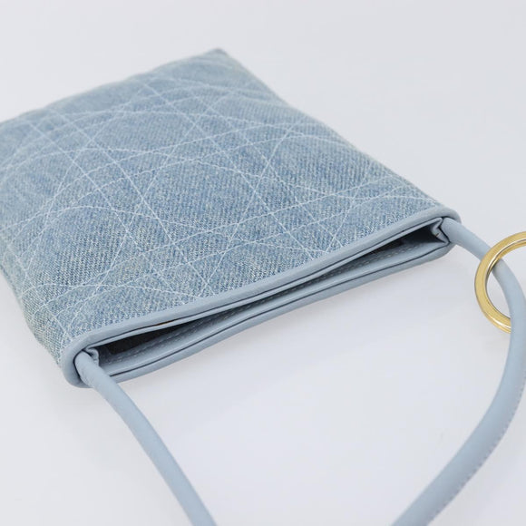 Christian Dior Canage Shoulder Bag Denim Blue Gold Auth bs38061A