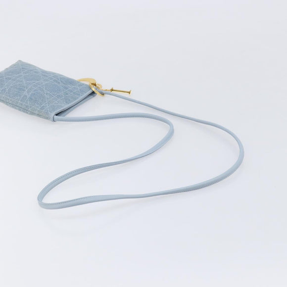 Christian Dior Canage Shoulder Bag Denim Blue Gold Auth bs38061A