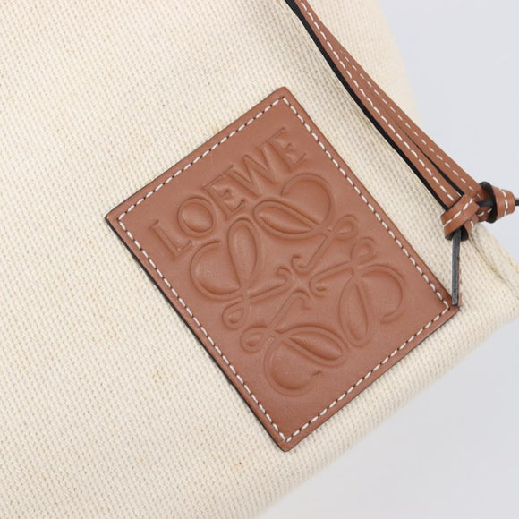 LOEWE Cushion Tote Bag Canvas White Auth bs38063A