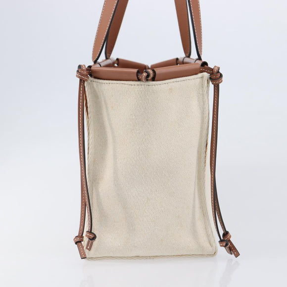 LOEWE Cushion Tote Bag Canvas White Auth bs38063A
