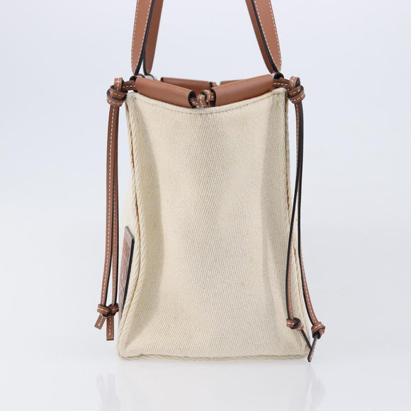 LOEWE Cushion Tote Bag Canvas White Auth bs38063A