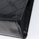CHANEL Matelasse Hand Bag Patent Leather Black Gold CC Auth bs38065-12