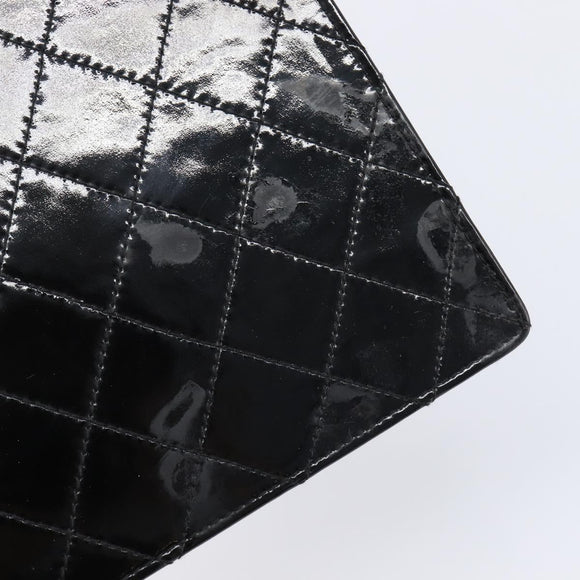 CHANEL Matelasse Hand Bag Patent Leather Black Gold CC Auth bs38065