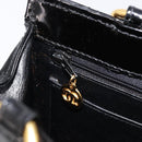 CHANEL Matelasse Hand Bag Patent Leather Black Gold CC Auth bs38065-22