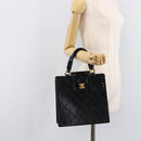 CHANEL Matelasse Hand Bag Patent Leather Black Gold CC Auth bs38065-27