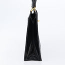 CHANEL Matelasse Hand Bag Patent Leather Black Gold CC Auth bs38065-4